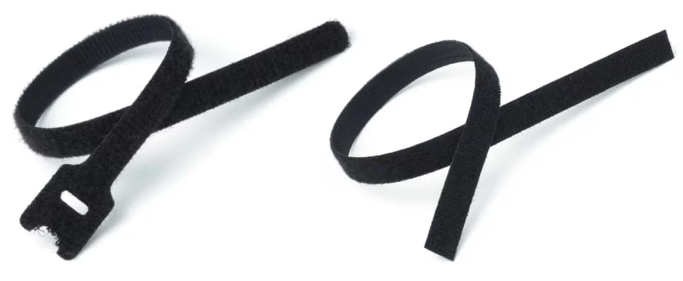 Black hook and loop tape with fastener for industry