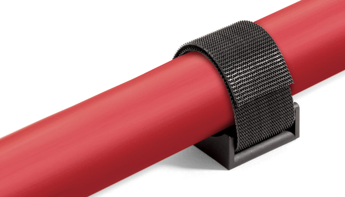 Velcro fastening with strap on red cable